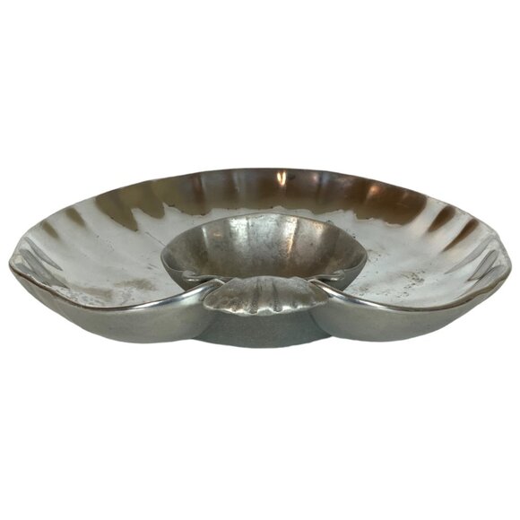 Wilton Armetale Clam Shell 2-Piece Chip & Dip Server Shiny Pewter Large - Picture 4 of 8